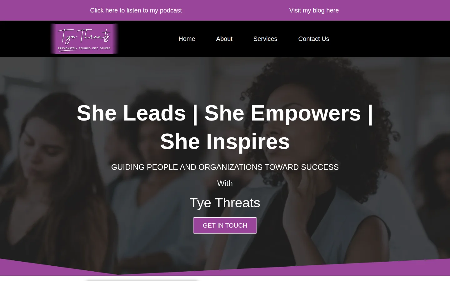 A homepage preview of the Tye Threats website.